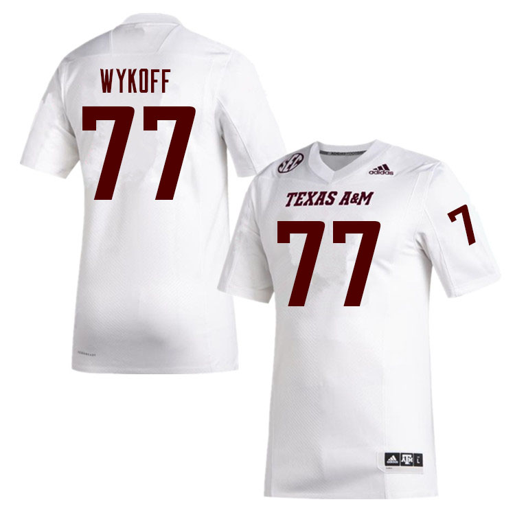 Men #77 Matthew Wykoff Texas A&M Aggies College Football Jerseys Sale-White
